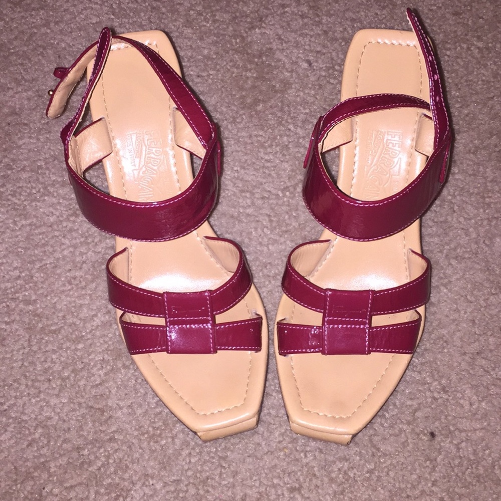Salvatore Ferragamo Maroon Wedges